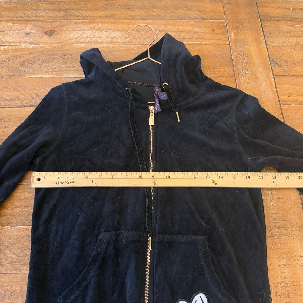 Betsey Johnson velour black zip jacket with pockets size small - Picture 4 of 5